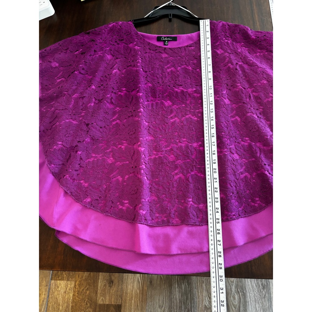 Caleesa Magenta Purple Floral Lace Overlay Poncho Blouse Top Womens 1X - Picture 6 of 8